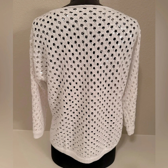 Sweater with clear sequins and cutout and 3/4 sleeves - size Large - Picture 4 of 5